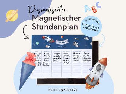 Stundenplan Magnet personalisierbar - Design ASTRONAUT