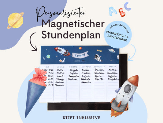 Stundenplan Magnet personalisierbar - Design ASTRONAUT