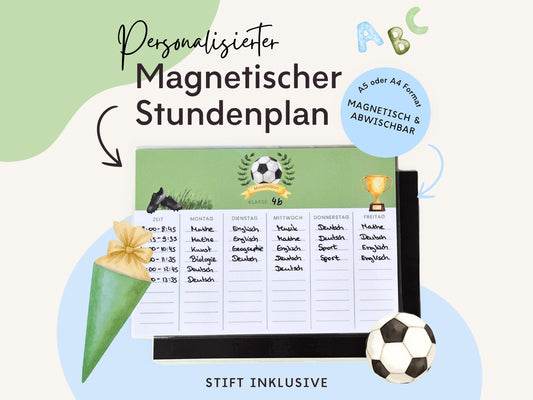 Stundenplan Magnet personalisierbar - Design FUSSBALL