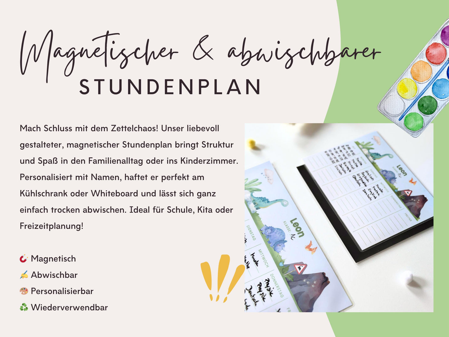 Stundenplan Magnet personalisierbar - Design DINOSAURIER