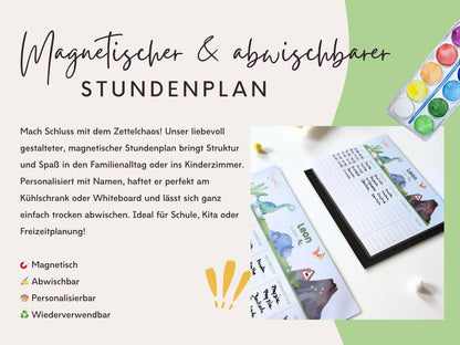 Stundenplan Magnet personalisierbar - Design DINOSAURIER
