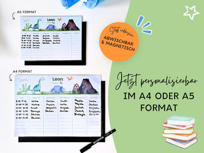 Stundenplan Magnet personalisierbar - Design DINOSAURIER