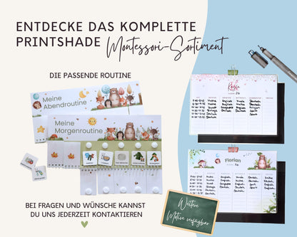 Stundenplan Magnet personalisierbar - Design WALDTIERE