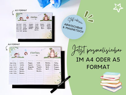 Stundenplan Magnet personalisierbar - Design WALDTIERE