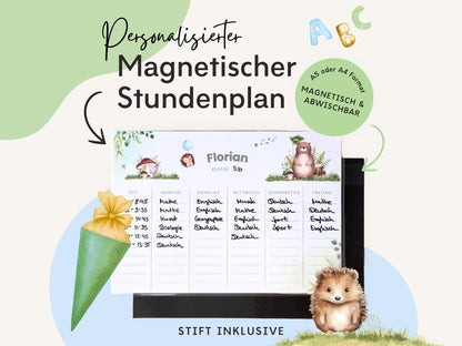Stundenplan Magnet personalisierbar - Design WALDTIERE