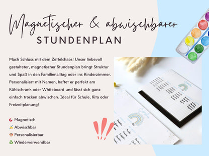 Stundenplan Magnet personalisierbar - Design REGENBOGEN BLAU