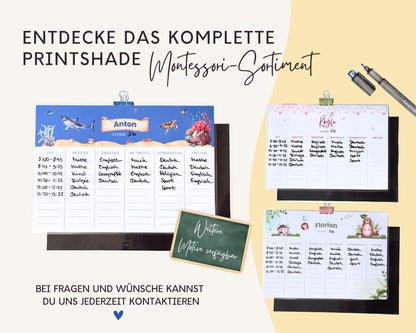 Stundenplan Magnet personalisierbar - Design REGENBOGEN BLAU
