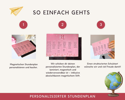 Stundenplan Magnet personalisierbar - Design BLUMEN PINK