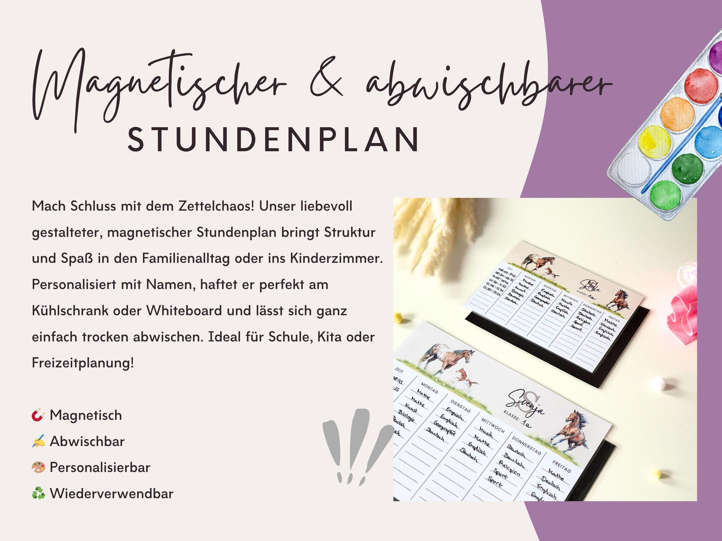 Stundenplan Magnet personalisierbar - Design PFERDE