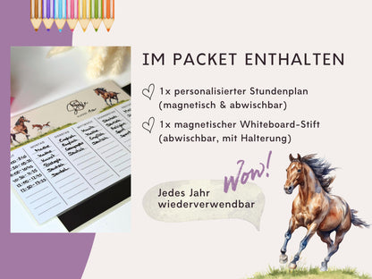 Stundenplan Magnet personalisierbar - Design PFERDE