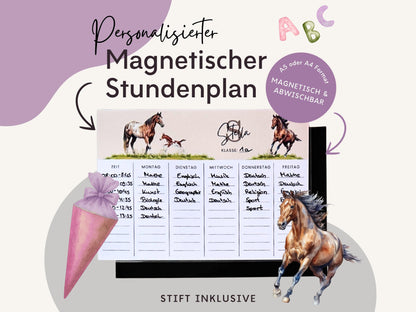 Stundenplan Magnet personalisierbar - Design PFERDE