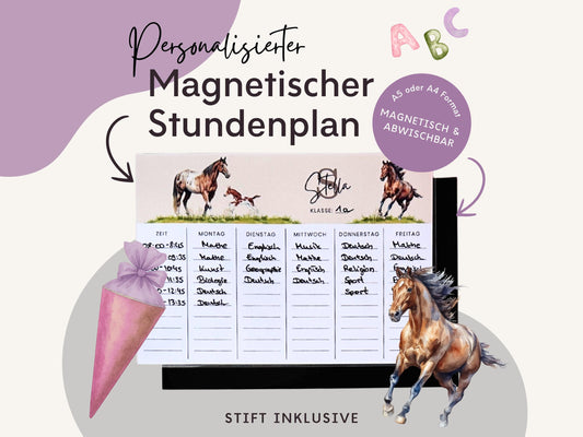 Stundenplan Magnet personalisierbar - Design PFERDE