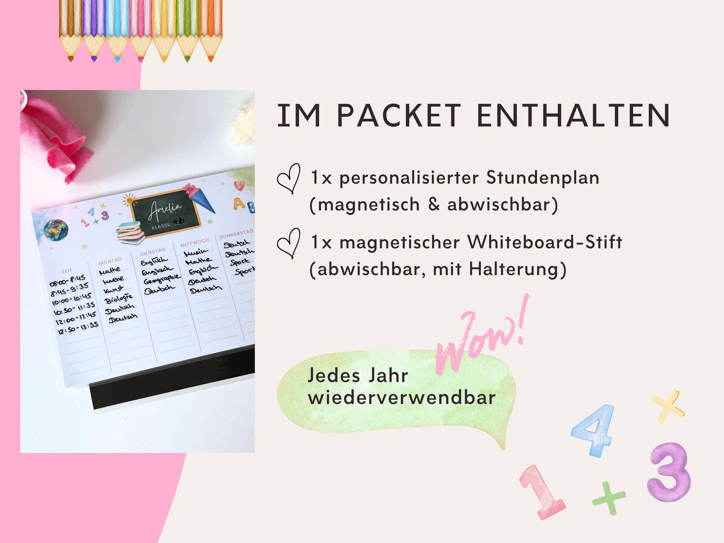 Stundenplan Magnet personalisierbar - Design SCHULE