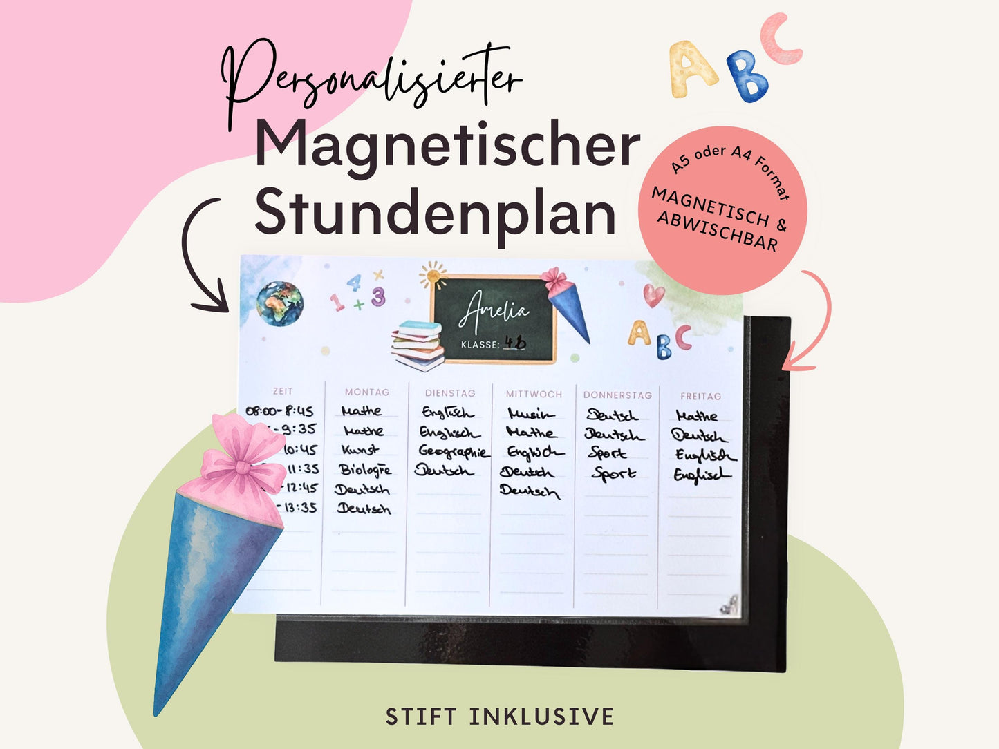 Stundenplan Magnet personalisierbar - Design SCHULE
