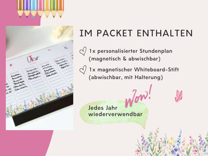 Stundenplan Magnet personalisierbar - Design BLUMENWIESE