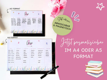 Stundenplan Magnet personalisierbar - Design BLUMENWIESE