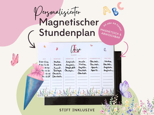 Stundenplan Magnet personalisierbar - Design BLUMENWIESE