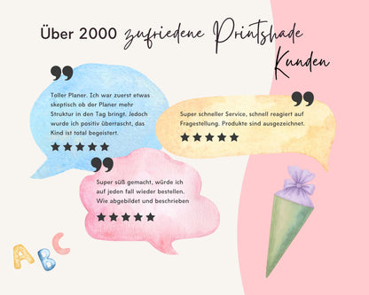 Stundenplan Acryl personalisierbar - Design BLUMEN AQUARELL