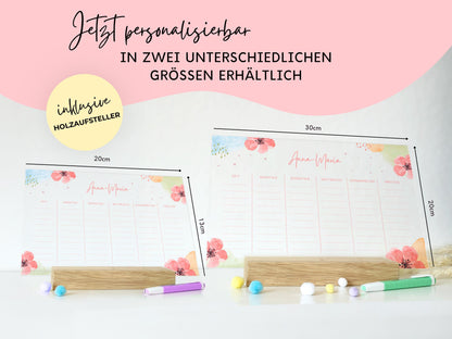 Stundenplan Acryl personalisierbar - Design BLUMEN AQUARELL