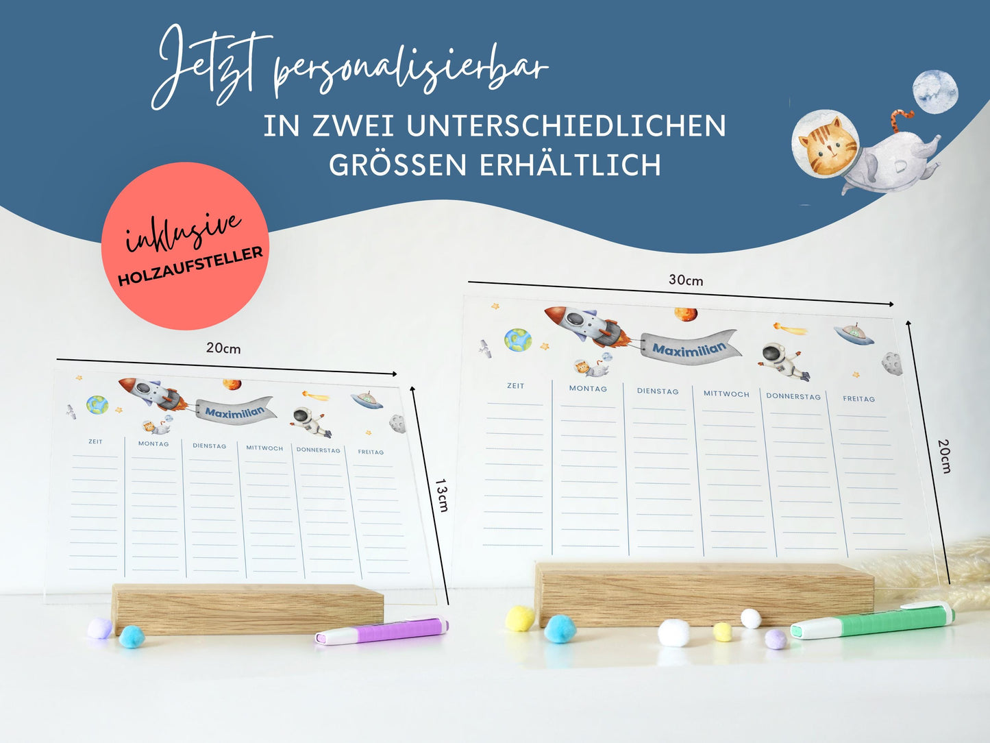 Stundenplan Acryl personalisierbar - Design ASTRONAUT