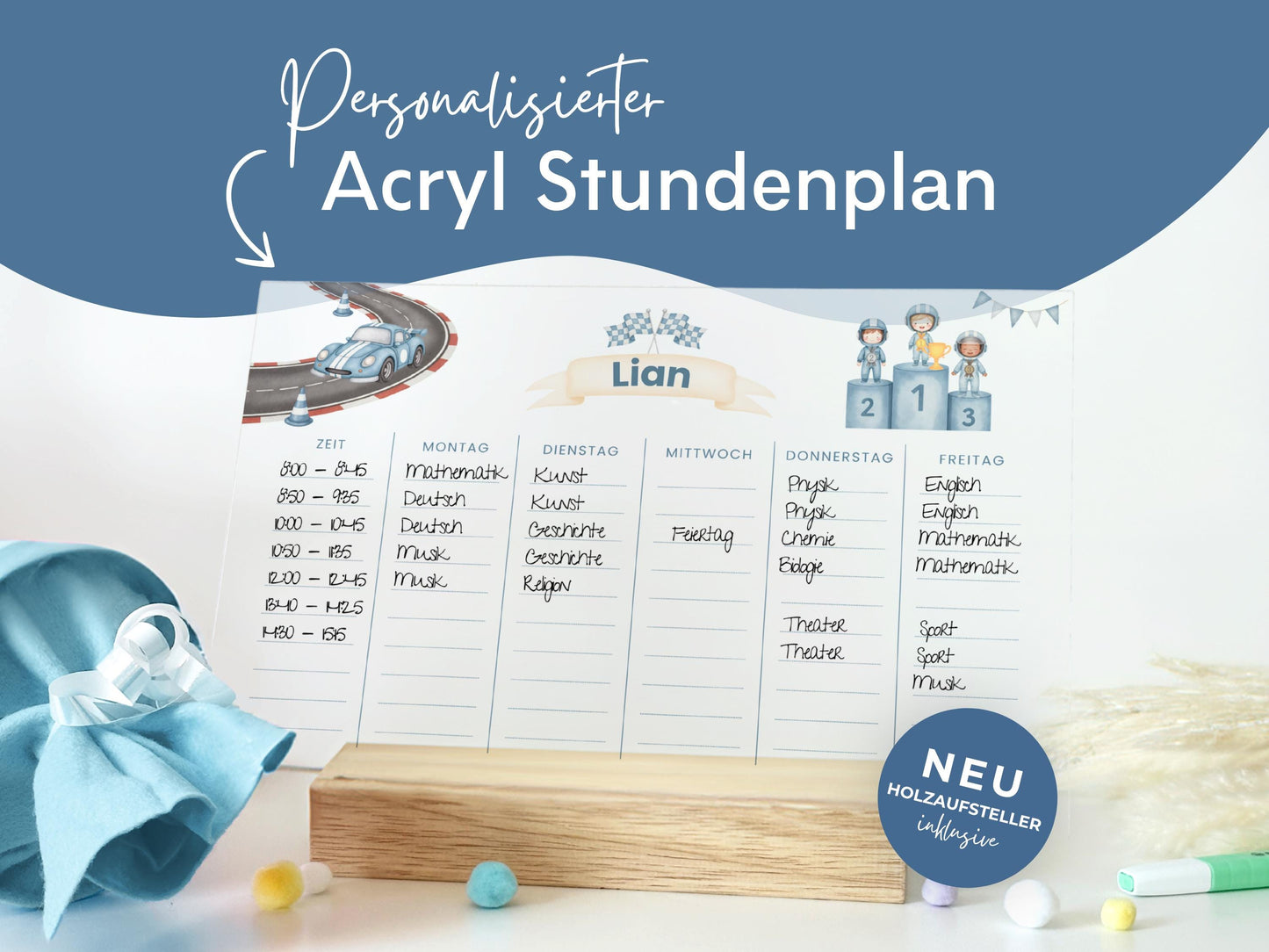 Stundenplan Acryl personalisierbar - Design AUTOS