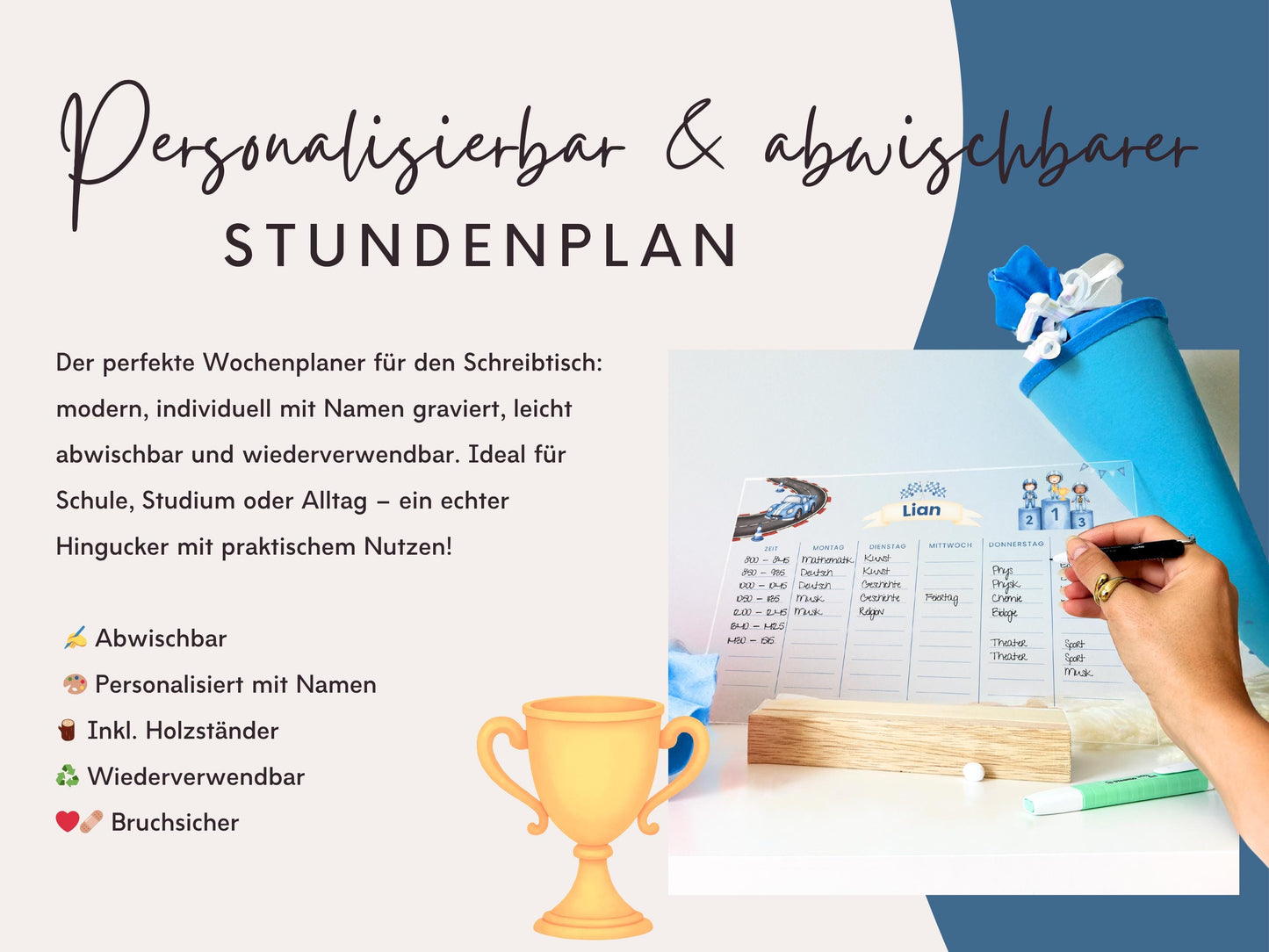 Stundenplan Acryl personalisierbar - Design AUTOS