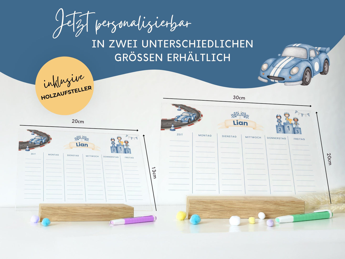 Stundenplan Acryl personalisierbar - Design AUTOS