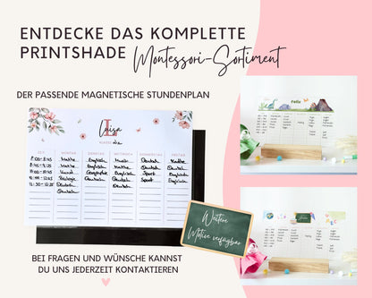 Stundenplan Acryl personalisierbar - Design BLUMEN ROSA