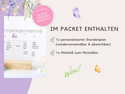 Stundenplan Acryl personalisierbar - Design BLUMEN LILA