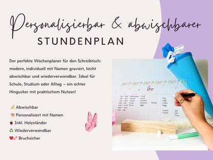Stundenplan Acryl personalisierbar - Design BLUMEN LILA