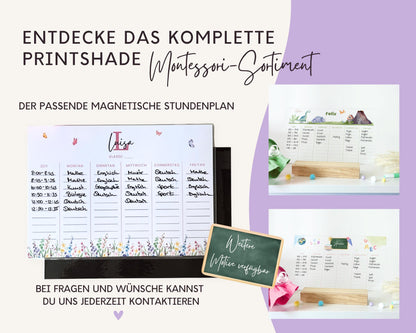 Stundenplan Acryl personalisierbar - Design BLUMEN LILA