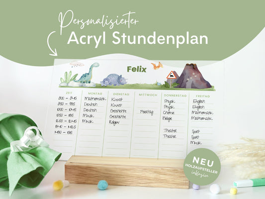 Stundenplan Acryl personalisierbar - Design DINOSAURIER