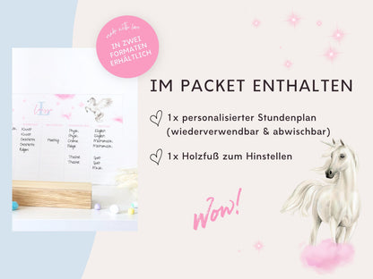 Stundenplan Acryl personalisierbar - Design EINHORN