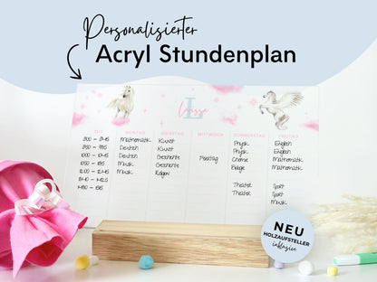 Stundenplan Acryl personalisierbar - Design EINHORN