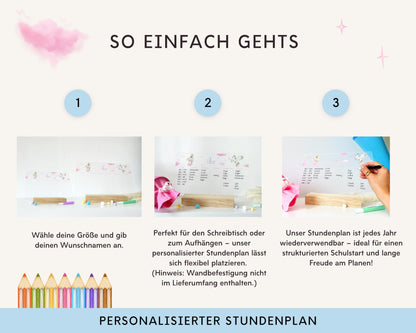 Stundenplan Acryl personalisierbar - Design EINHORN