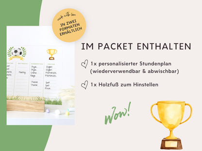 Stundenplan Acryl personalisierbar - Design FUSSBALL