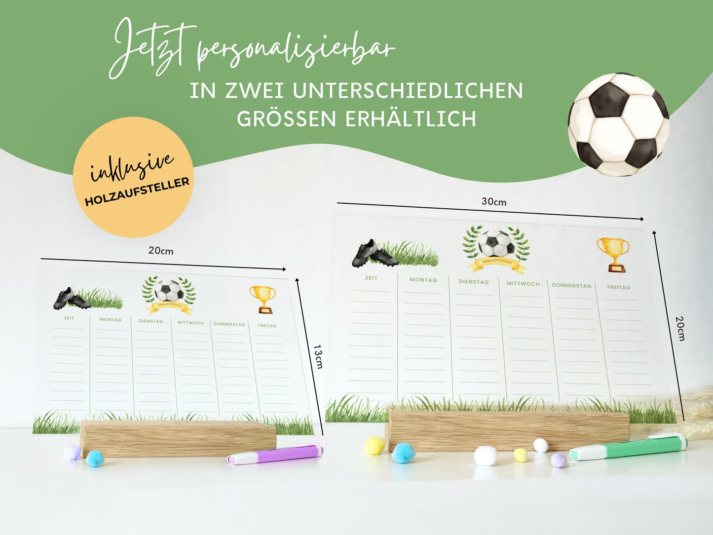 Stundenplan Acryl personalisierbar - Design FUSSBALL