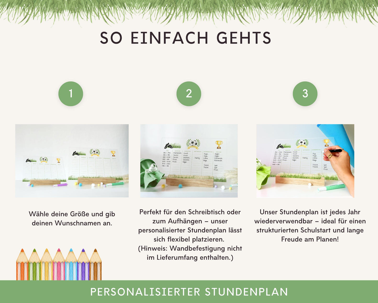 Stundenplan Acryl personalisierbar - Design FUSSBALL