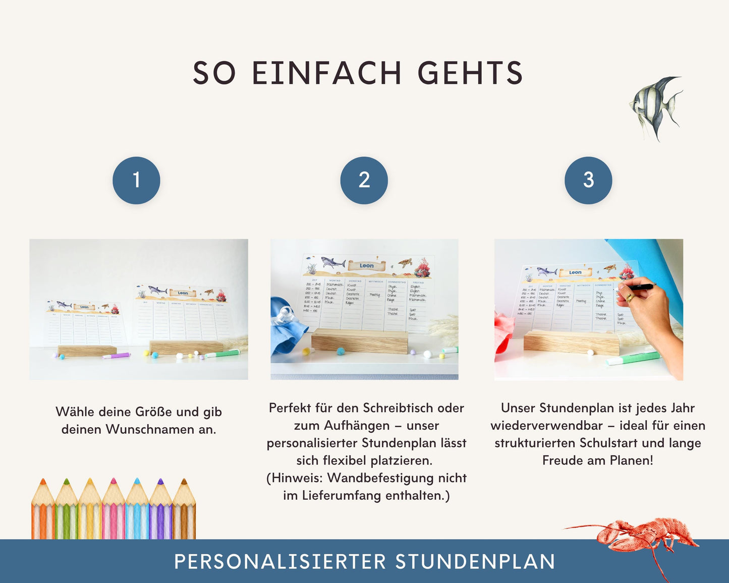 Stundenplan Acryl personalisierbar - Design MEER