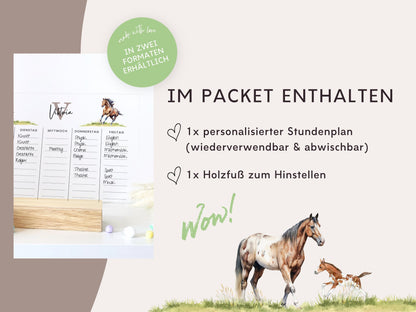 Stundenplan Acryl personalisierbar - Design PFERDE