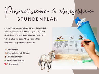 Stundenplan Acryl personalisierbar - Design PFERDE
