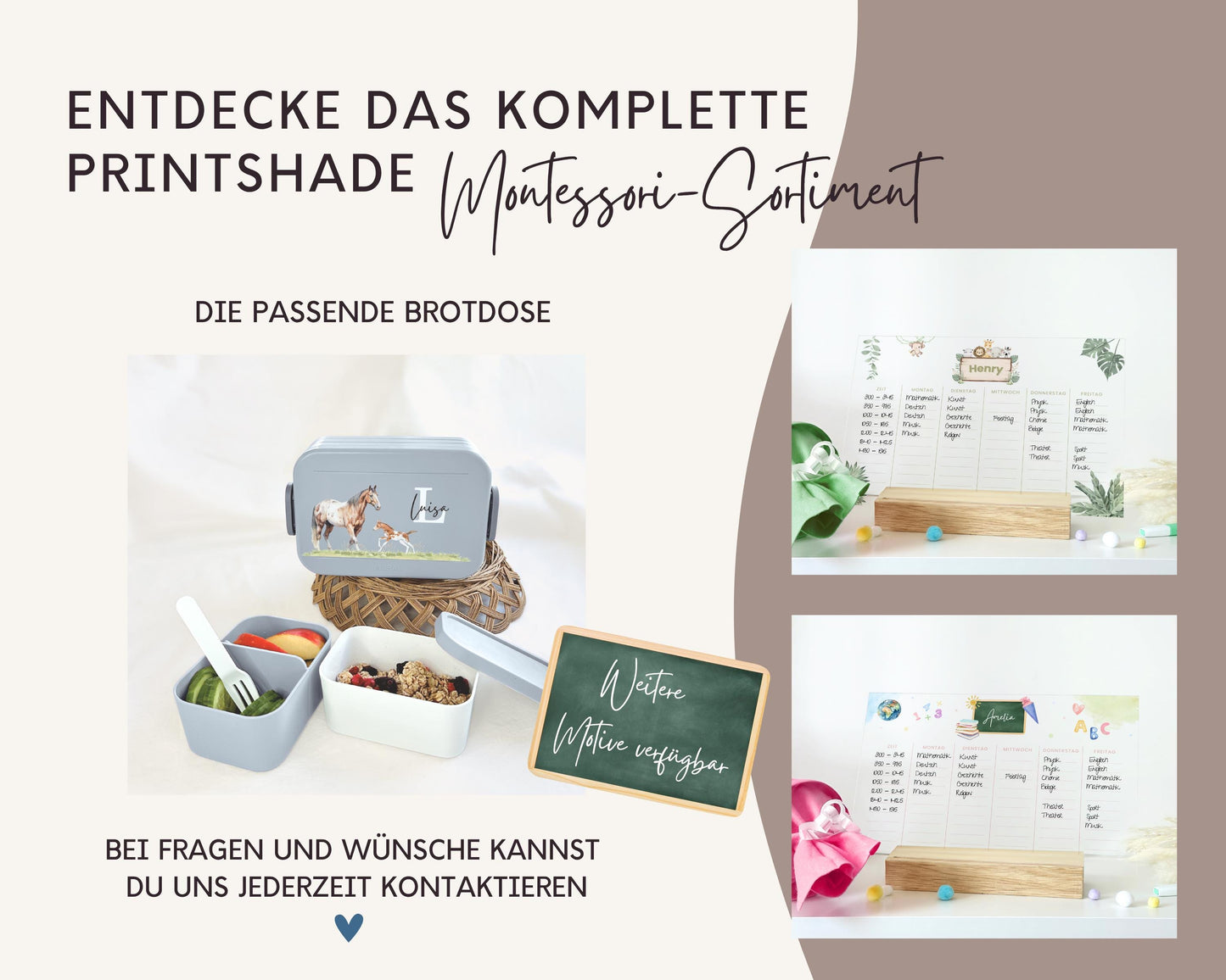 Stundenplan Acryl personalisierbar - Design PFERDE