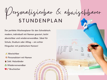 Stundenplan Acryl personalisierbar - Design REGENBOGEN ROSA