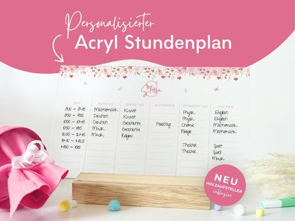 Stundenplan Acryl personalisierbar - Design BLUMEN