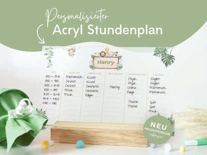 Stundenplan Acryl personalisierbar - Design SAFARI