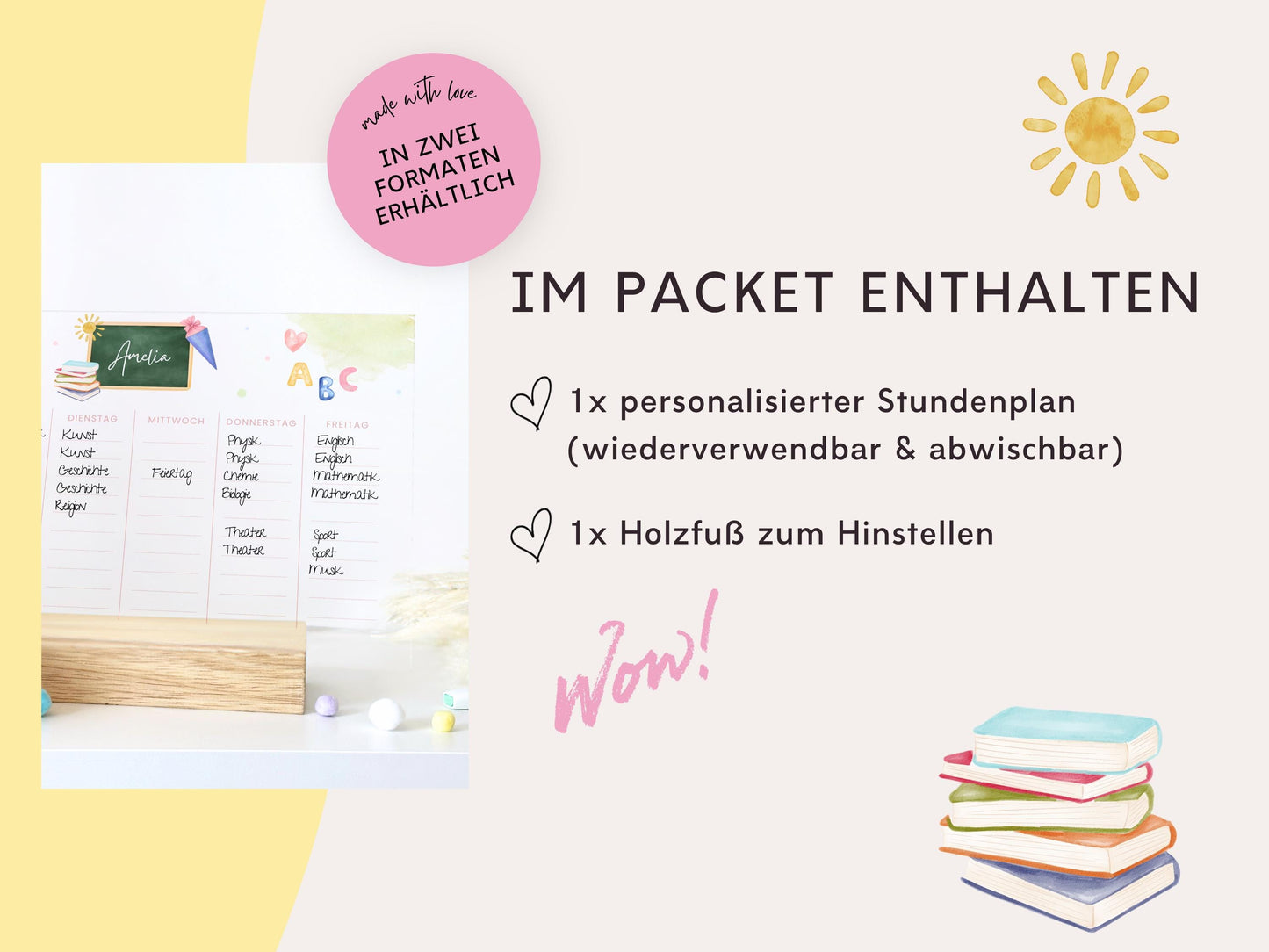 Stundenplan Acryl personalisierbar - Design SCHULE