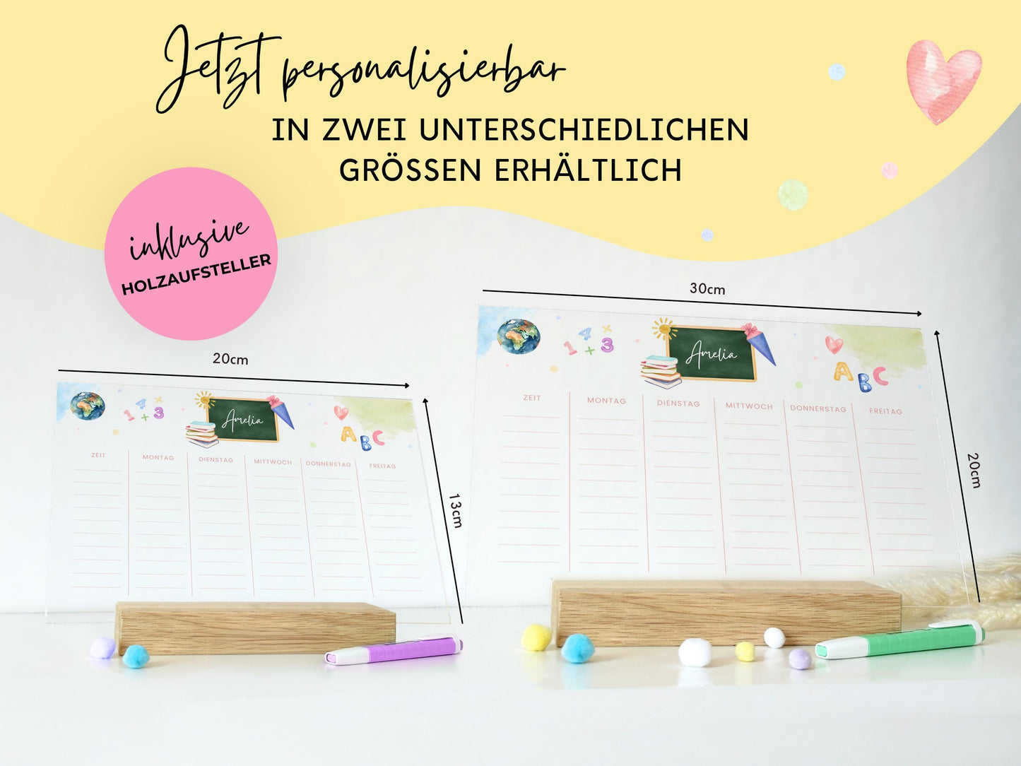Stundenplan Acryl personalisierbar - Design SCHULE