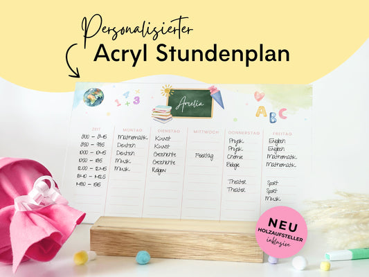 Stundenplan Acryl personalisierbar - Design SCHULE