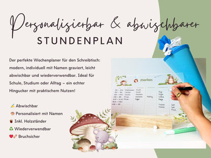 Stundenplan Acryl personalisierbar - Design WALDTIERE