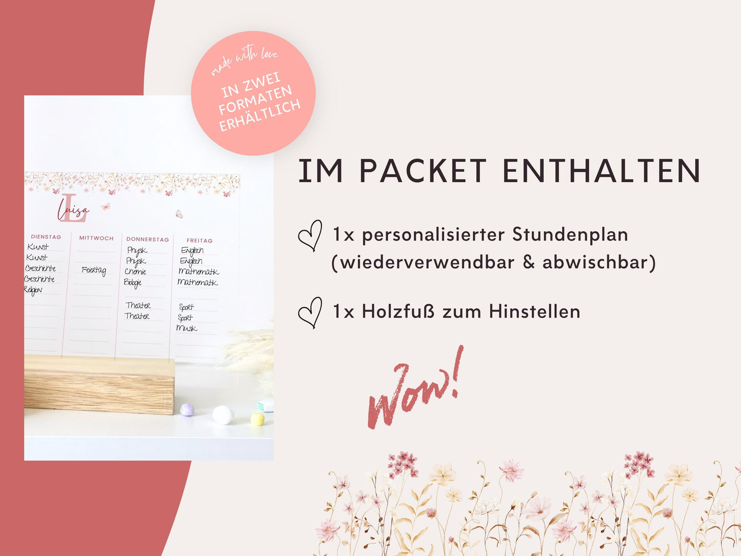 Stundenplan Acryl personalisierbar - Design SCHMETTERLING